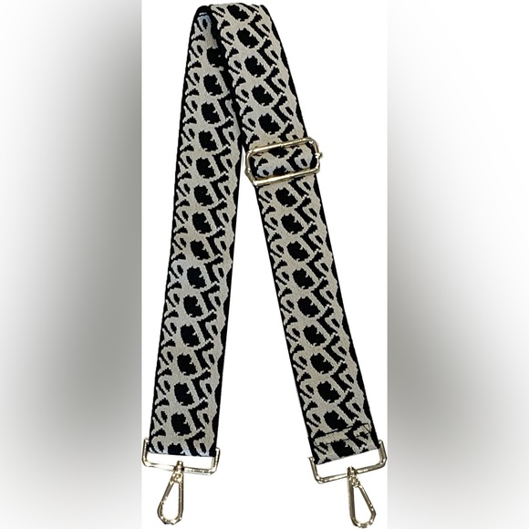 Ahdorned Bags Ahdorned Black Cream Print Bag Strap Gold Hardware